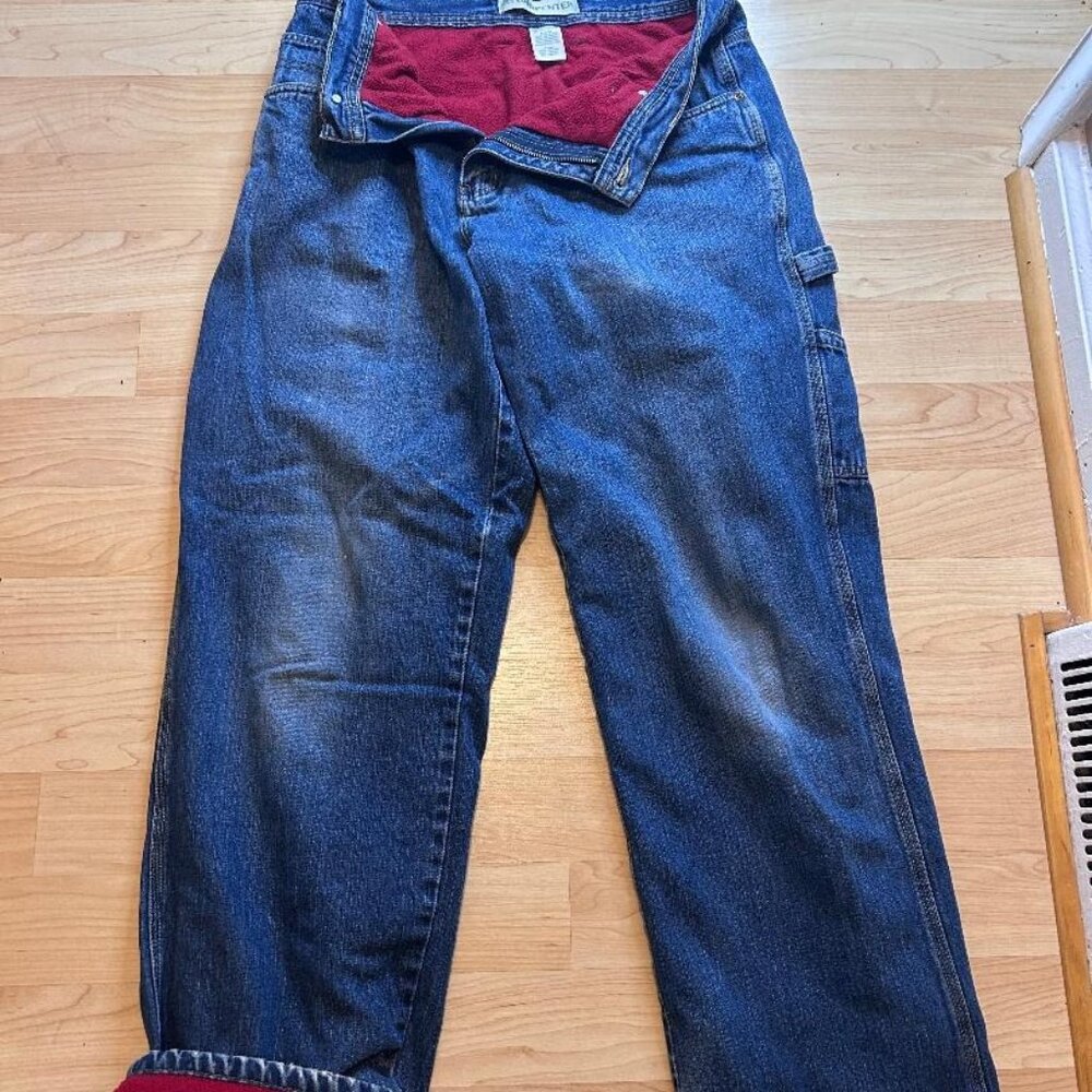 Faded Glory Fleece Lined Insulated Blue Carpenter Jeans 32x34